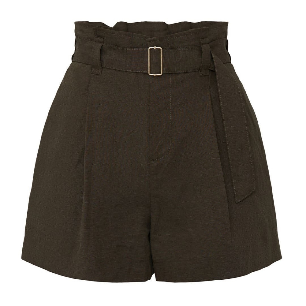 🪡 Club Monaco Brown Darcee Linen Shorts, Sz 0
